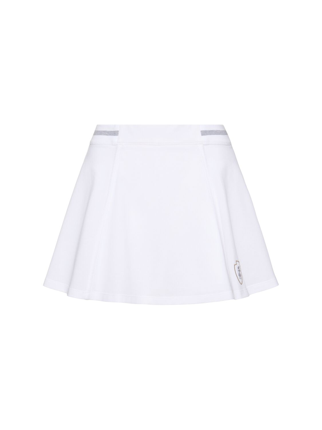 Brunello Cucinelli Stretch Cotton Piquet Mini Skirt In White