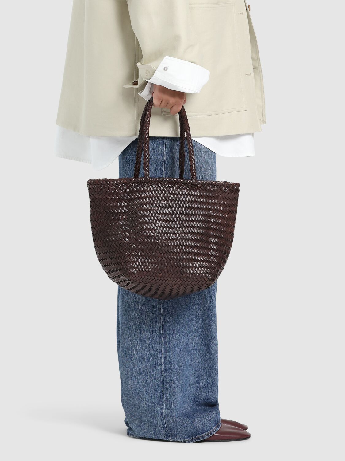 DRAGON DIFFUSION GRACE SMALL WOVEN LEATHER BASKET BAG 