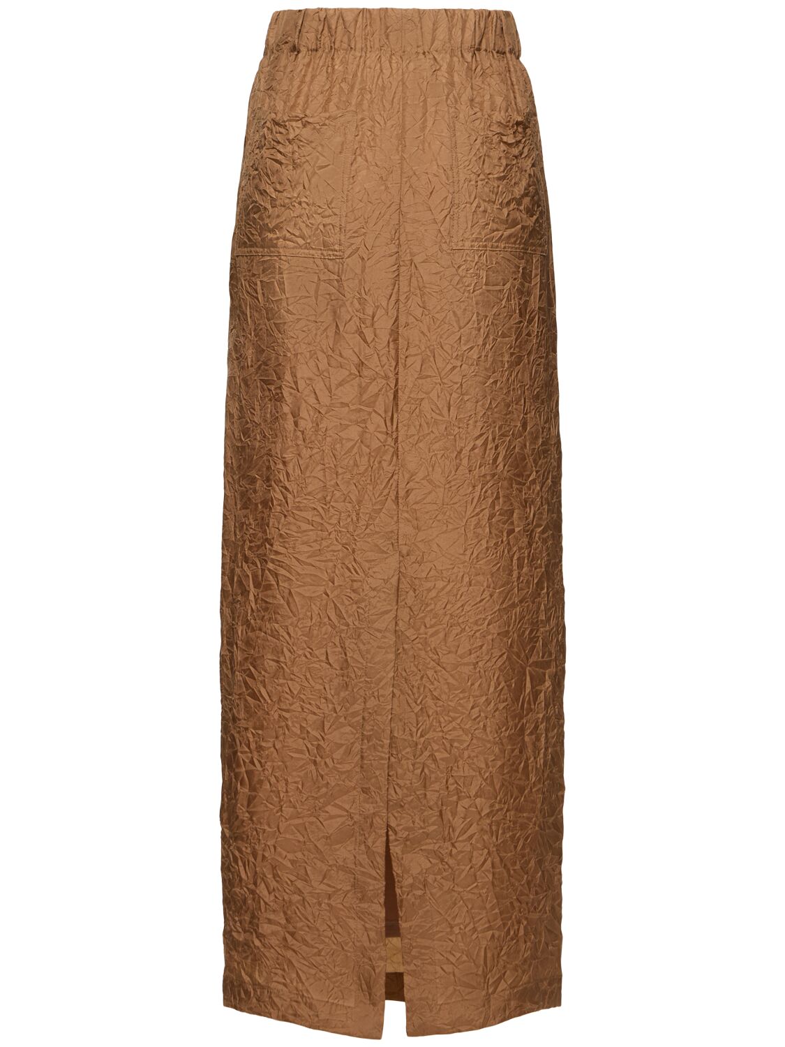 Max Mara Mid-length Crinkled Maxi Skirt With Elastic Waistband In Multi