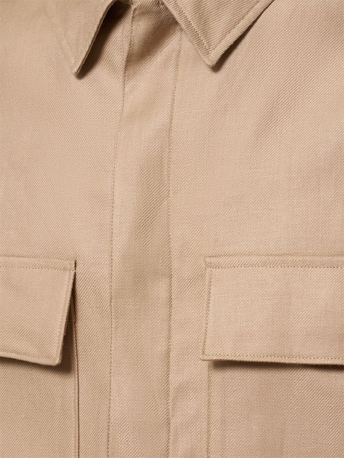 Shop Zegna Oasi Long Sleeve Linen Overshirt In Beige