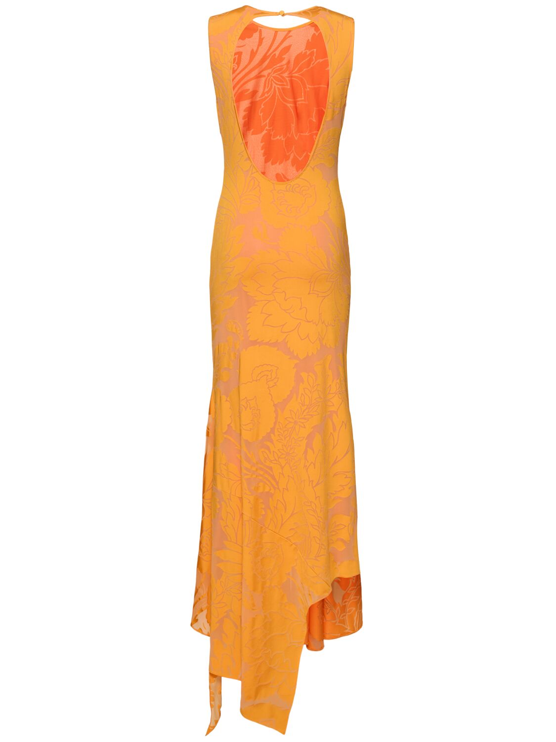 Etro Orange Long Dress With Semi-transparent Design And Cut Out Detail On The Back In Viscose Blend Woman In Orange