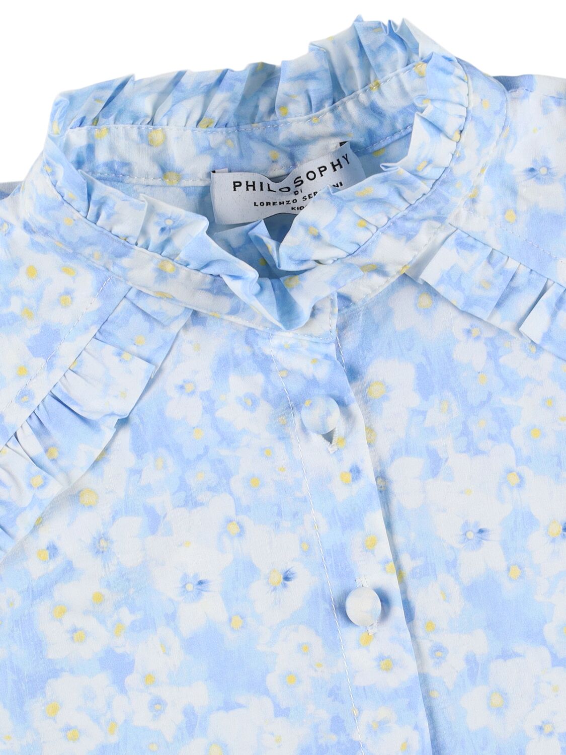 Philosophy Di Lorenzo Serafini Printed Cotton Poplin Shirt In Light Blue