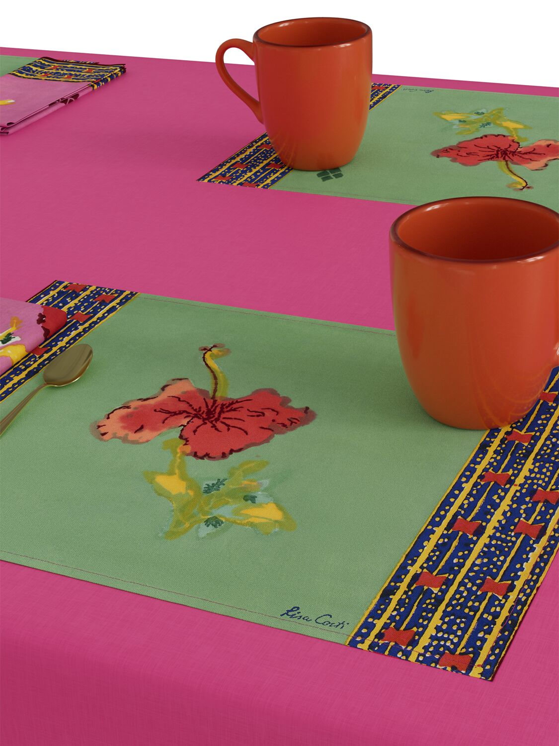 Lisa Corti Set Of 2 Ibisco Placemats In 绿色