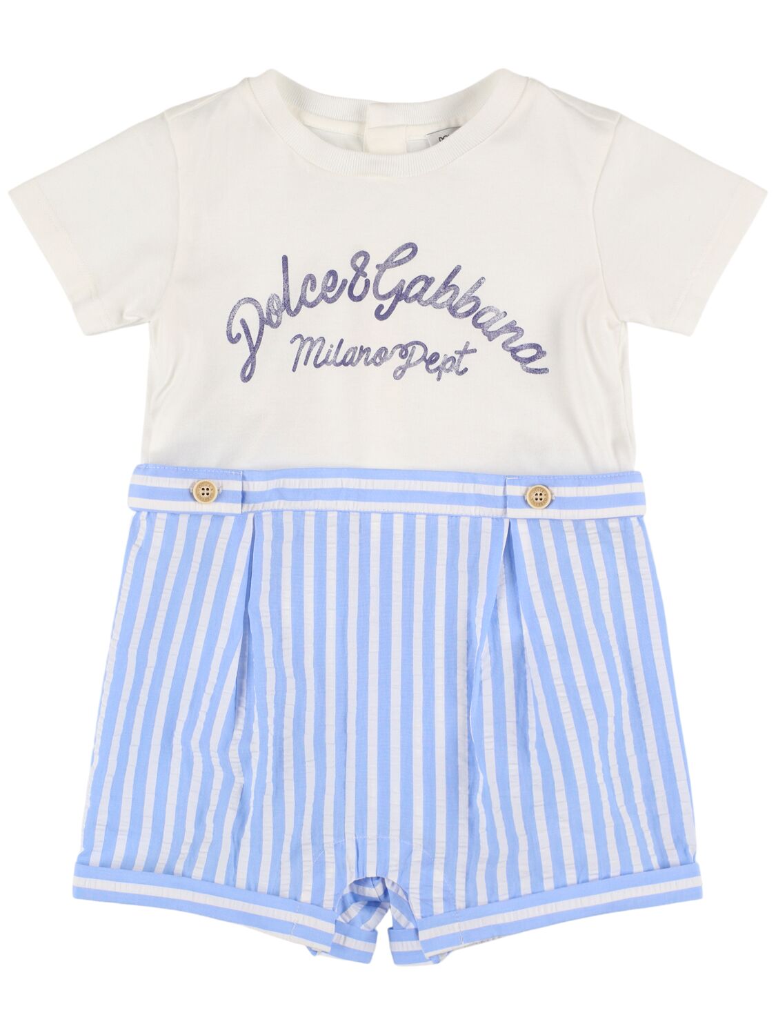 Dolce & Gabbana Kids' Printed Cotton Romper In White