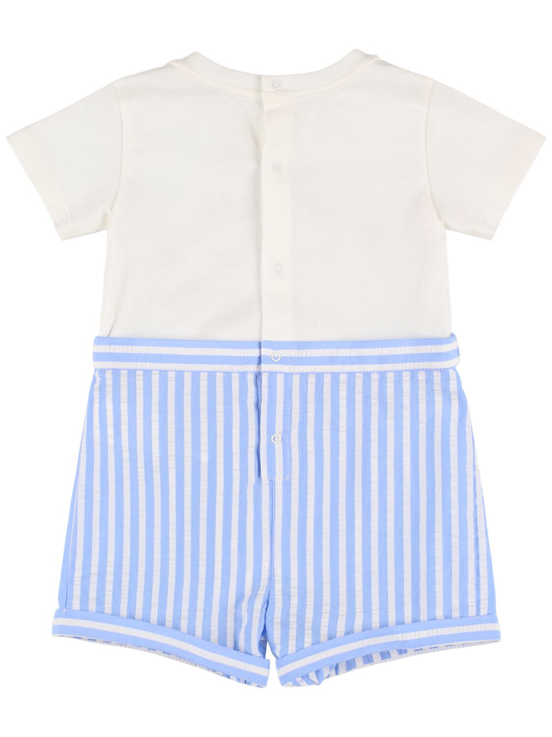 Dolce & Gabbana Printed Cotton Romper In 白色/蓝色