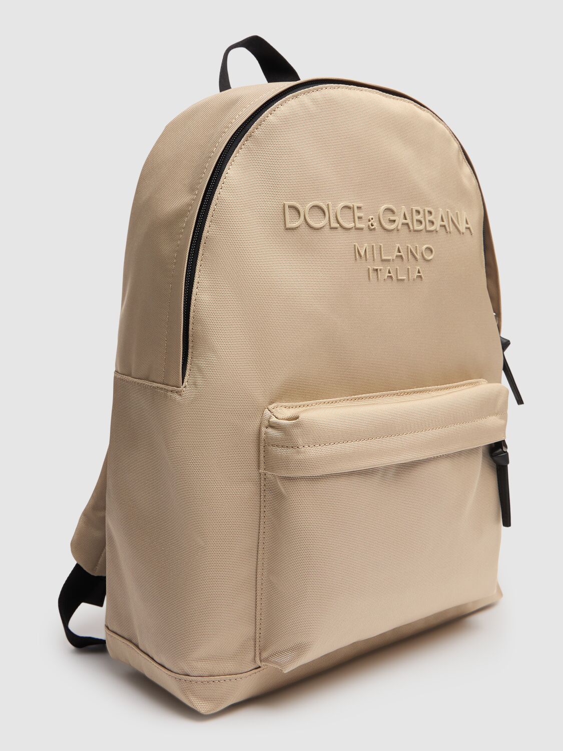 Dolce & Gabbana Nylon Backpack W/ Logo In Beige