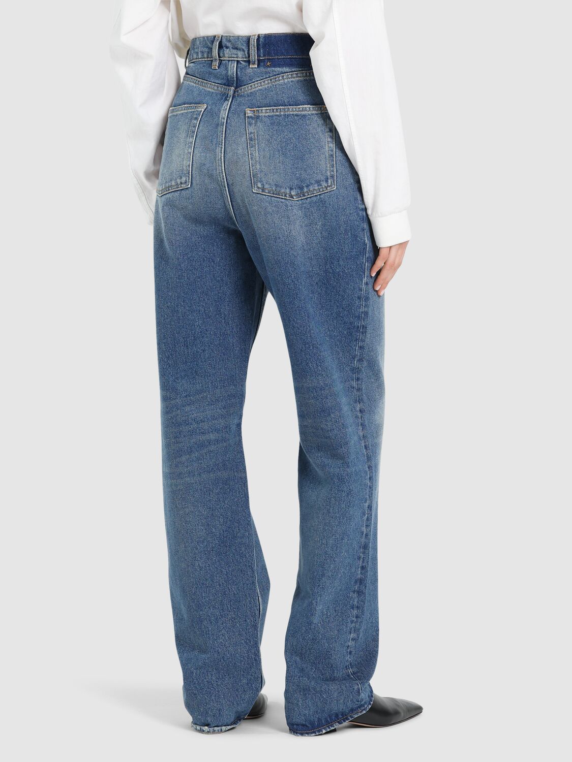 Golden Goose Golden Kim Medium Stone Washed Jeans In Blue