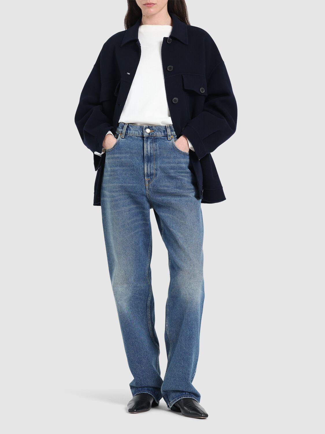 Golden Goose Golden Kim Medium Stone Washed Jeans In Blue