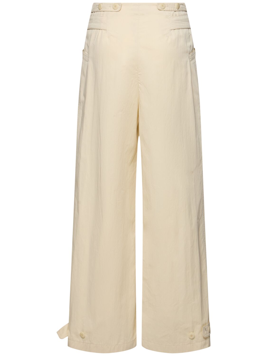 Low Classic Double Belt Pleated Trousers In Cream