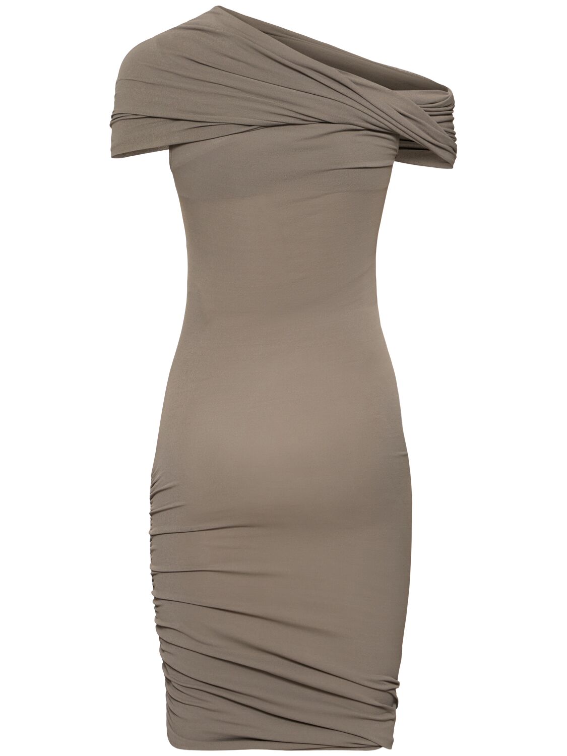 Rick Owens Lola Draped Jersey Mini Dress In Dust