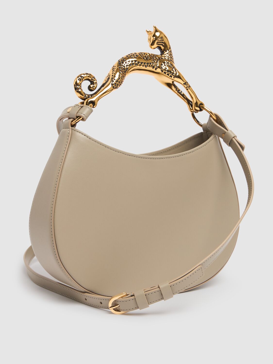 Shop Lanvin Cat Leather Hobo Bag In Lin