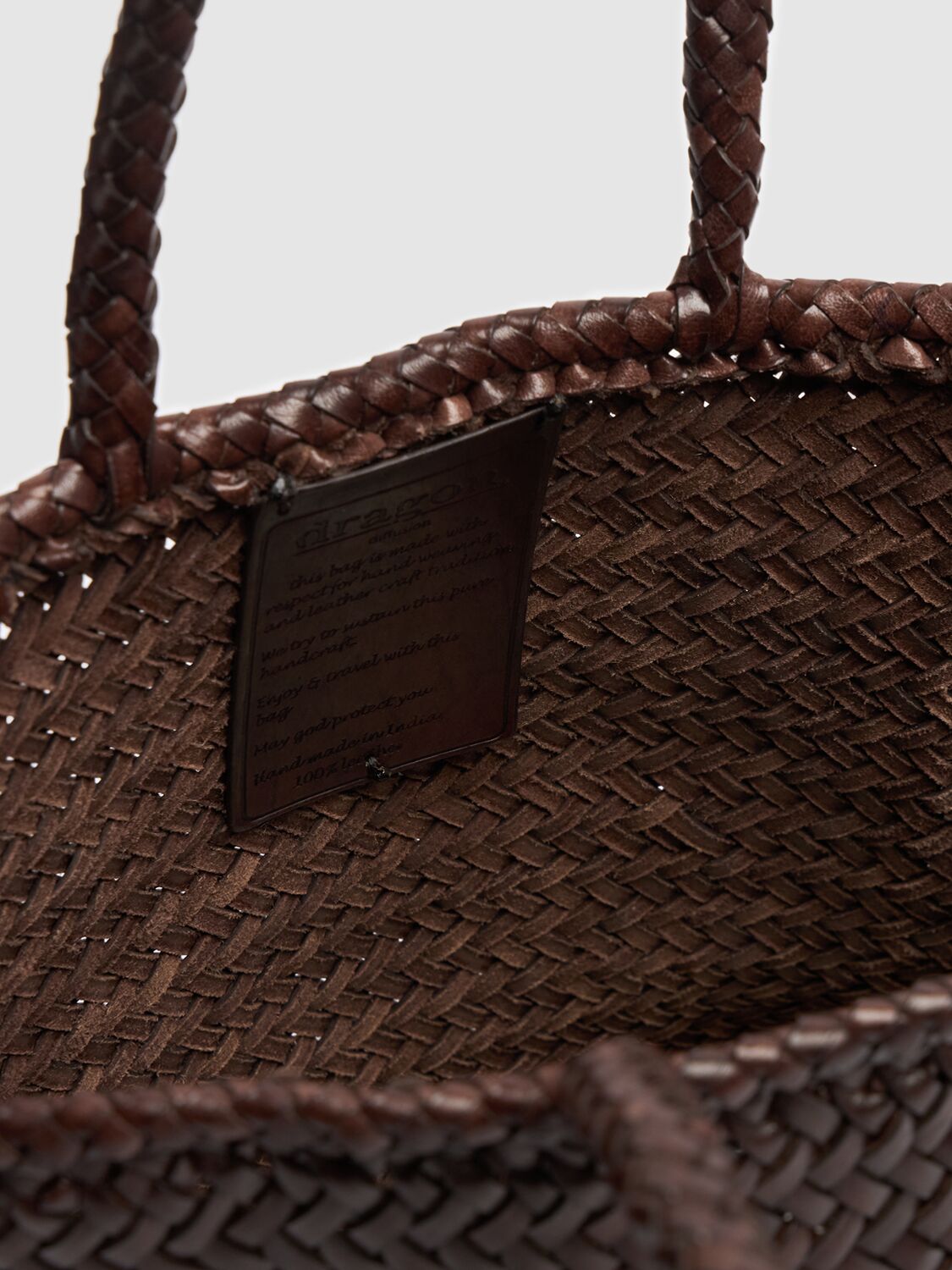 Shop Dragon Diffusion Grace Small Woven Leather Basket Bag In 深棕色