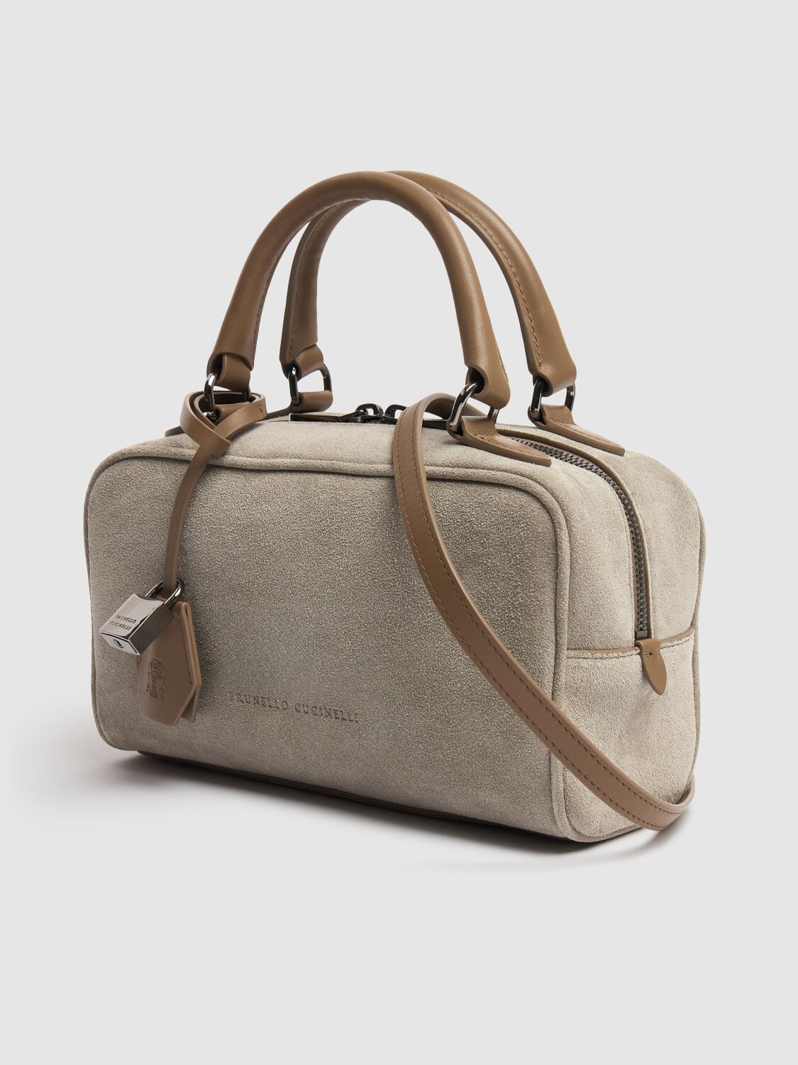 Brunello Cucinelli Softy Velour Suede Top Handle Bag In Sage