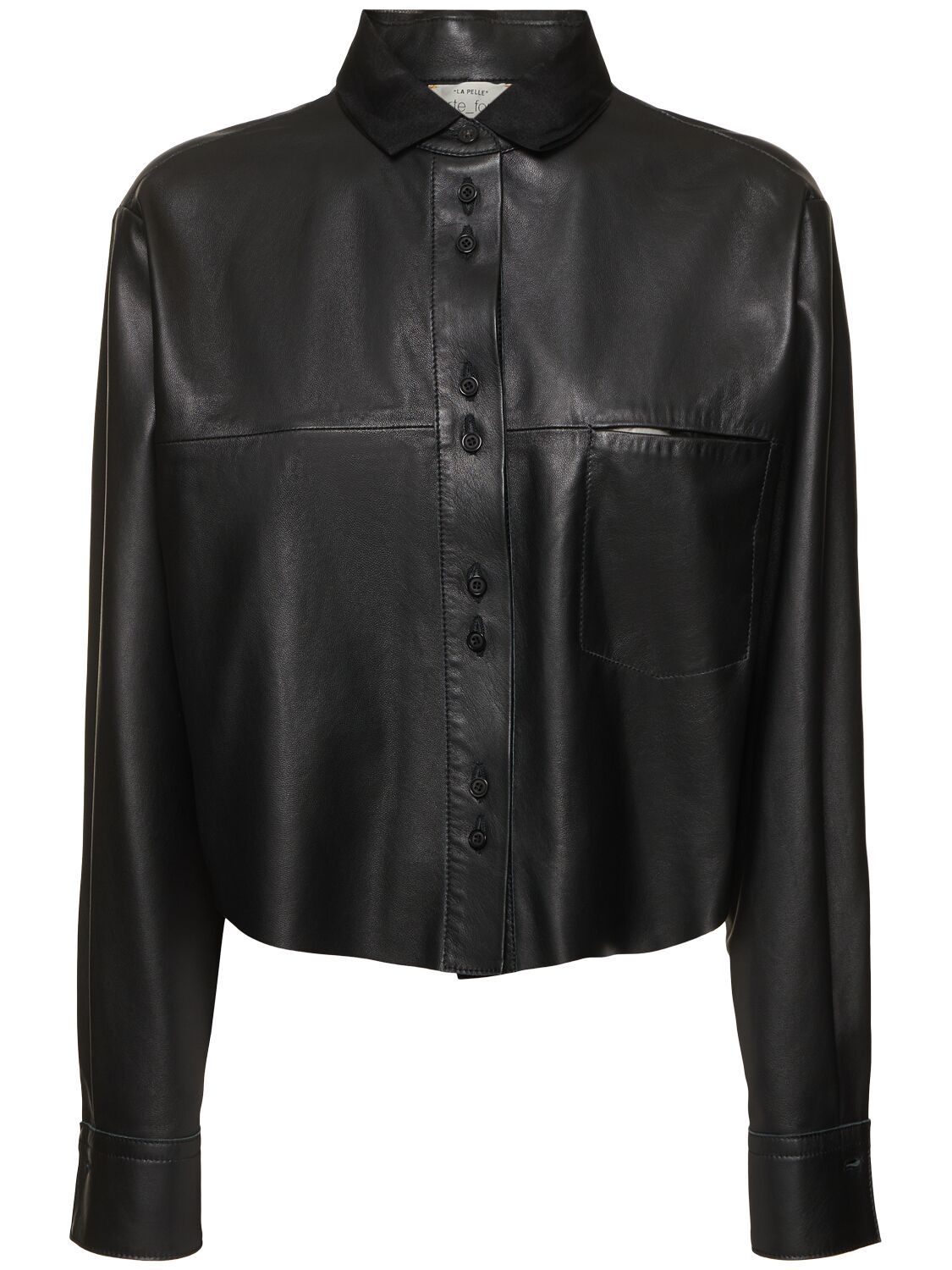 FORTE_FORTE Nappa Leather Boxy Shirt