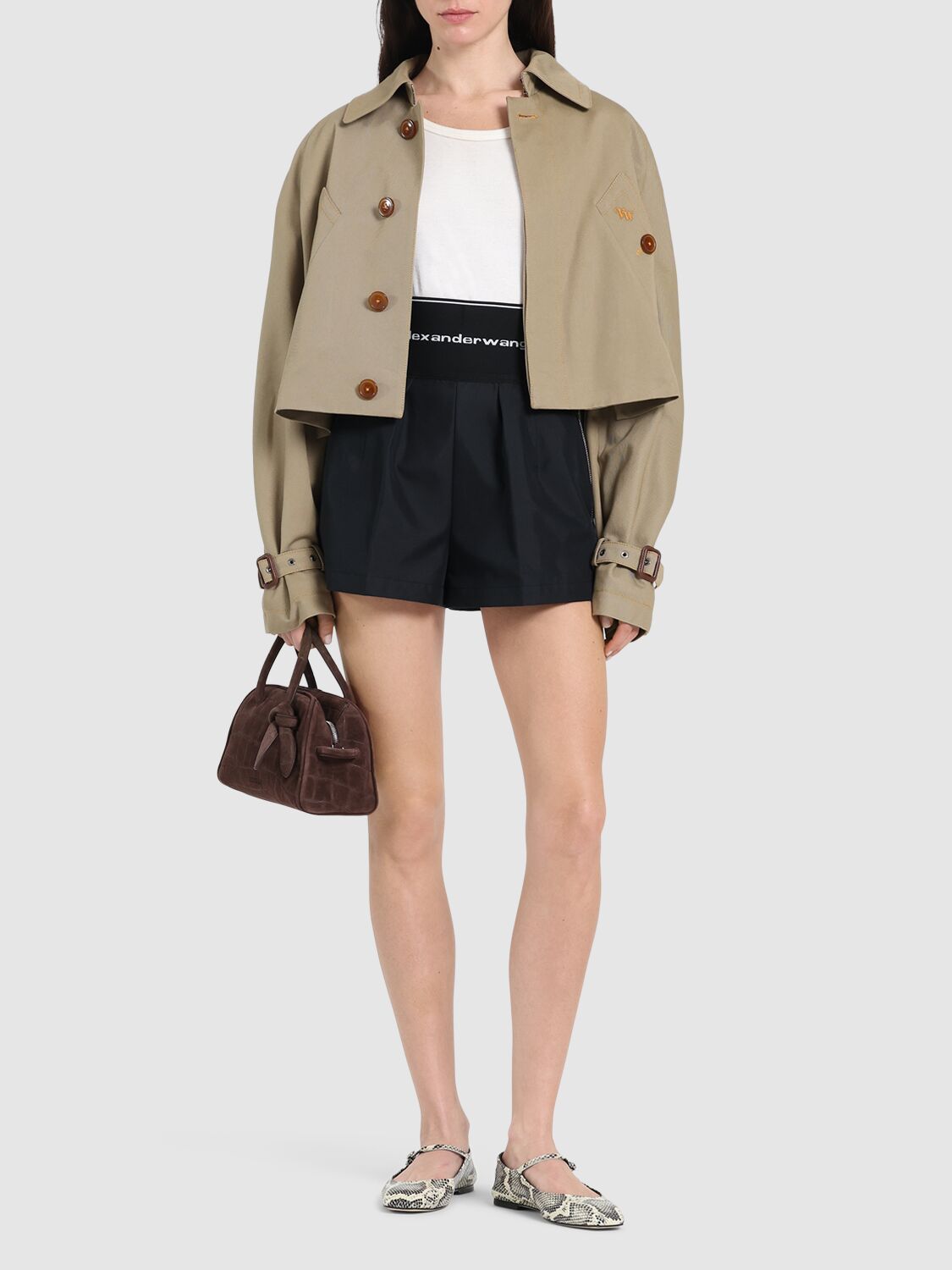 Alexander Wang High Waisted Shorts With Exposed Zipper And Logo Elastic In Black
