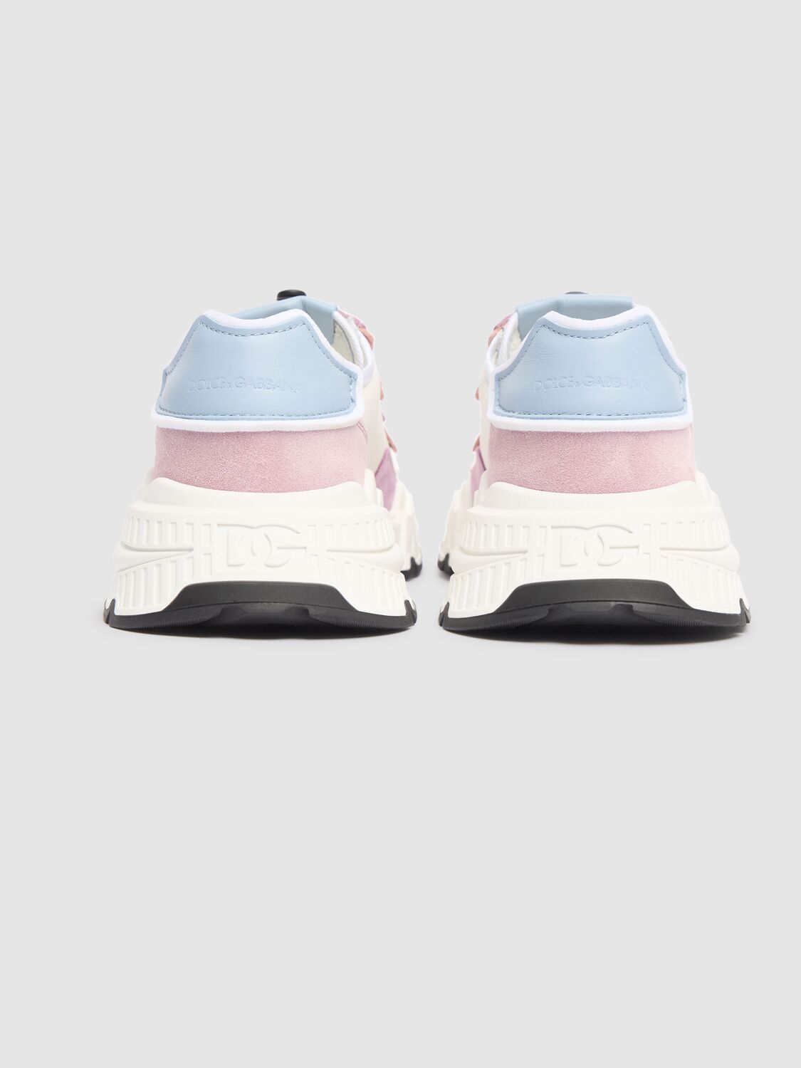 Dolce & Gabbana Nylon Mesh Daymaster Sneakers With Dg Logo In 白色/粉色/蓝色