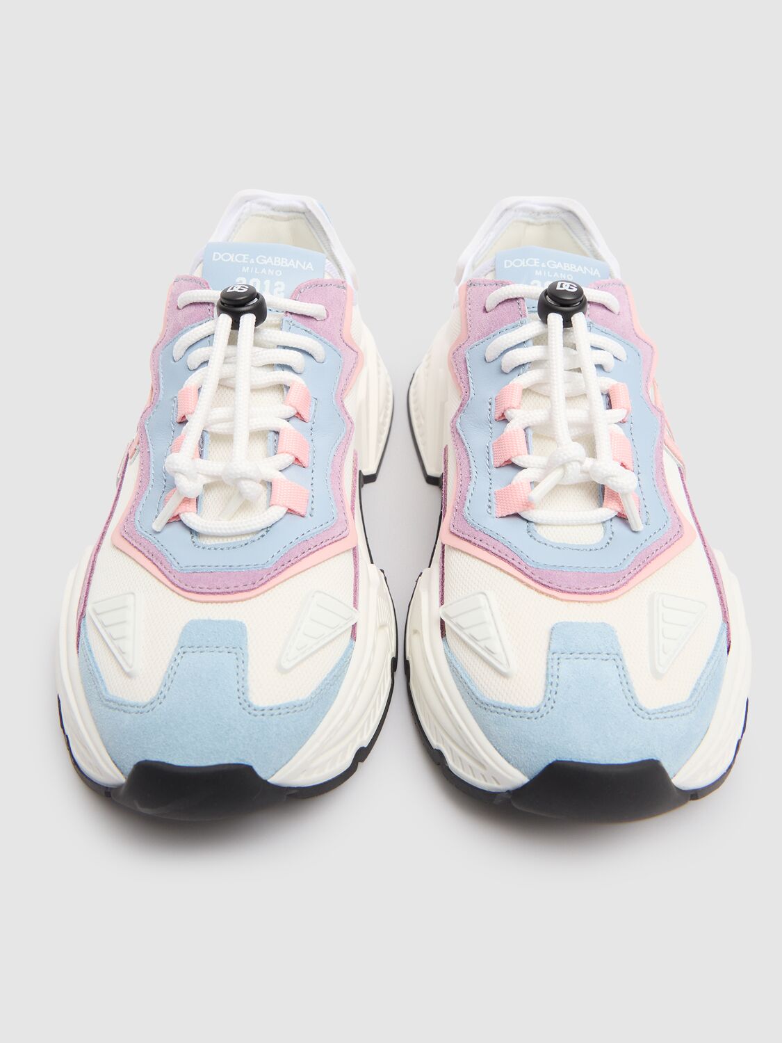Dolce & Gabbana Nylon Mesh Daymaster Sneakers With Dg Logo In 白色/粉色/蓝色