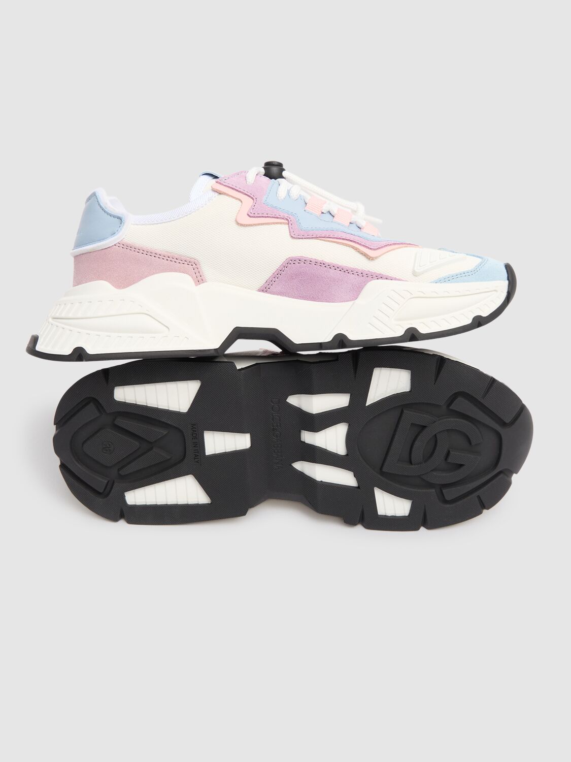 Dolce & Gabbana Nylon Mesh Daymaster Sneakers With Dg Logo In 白色/粉色/蓝色