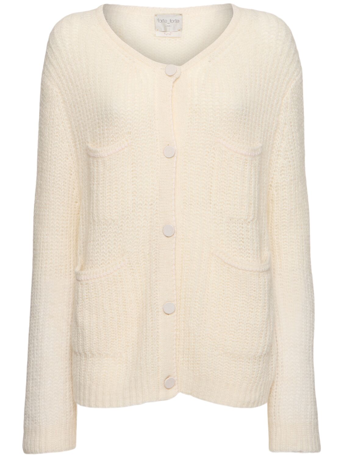 Forte Forte Alpaca Blend Knitted Cardigan In White