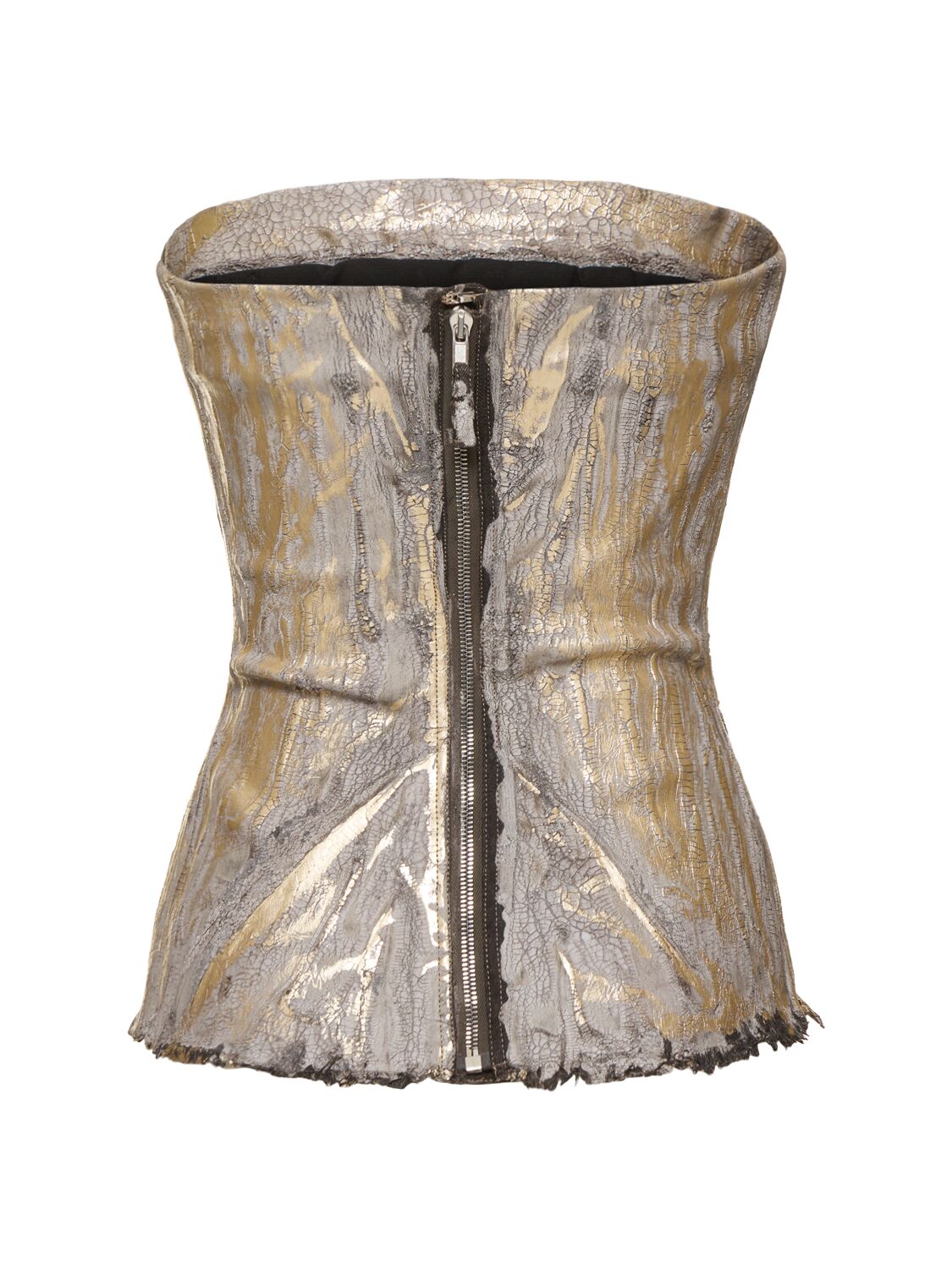 Rick Owens Denim Strapless Cotton Blend Bustier Top In Gold