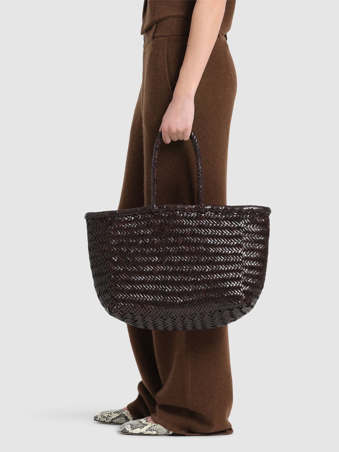 Dragon Diffusion Triple Jump Big Bamboo Leather Bag In Dark Brown