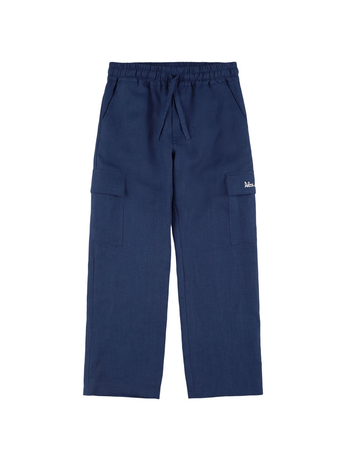 Dolce & Gabbana Linen Cargo Pants In 深蓝色