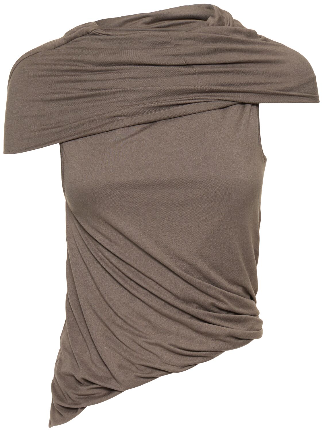 Rick Owens Lola Draped Viscose Jersey Top In Gray