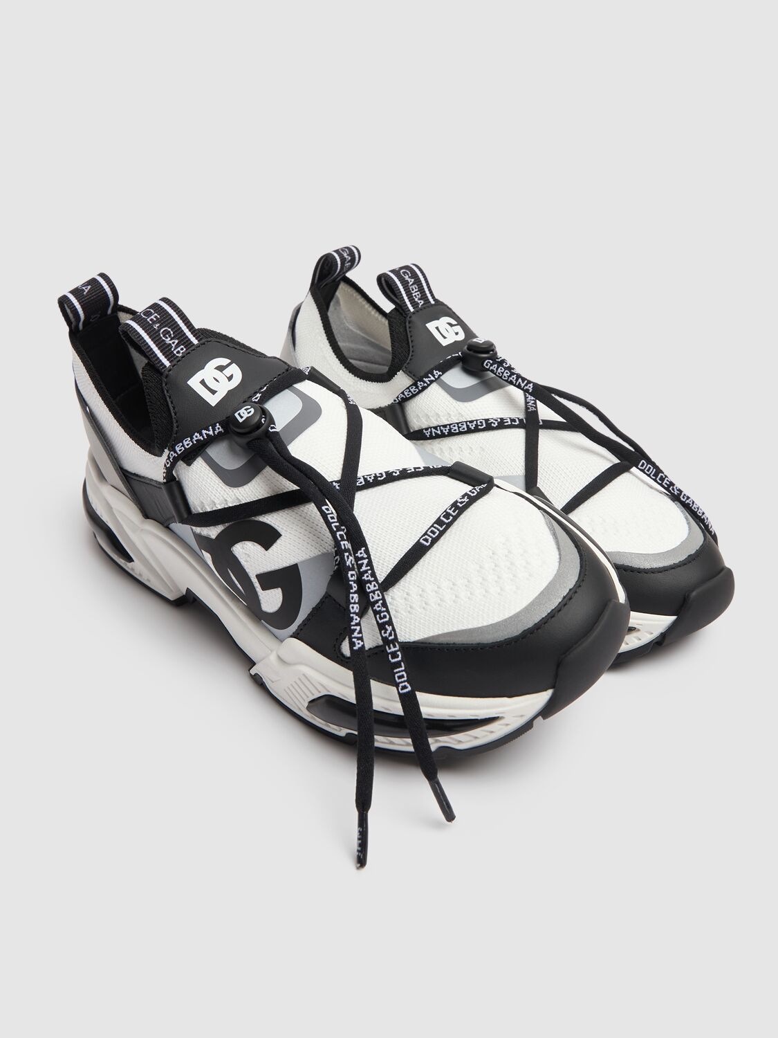 Dolce & Gabbana Logo Lace-up Sneakers In 白色/黑色
