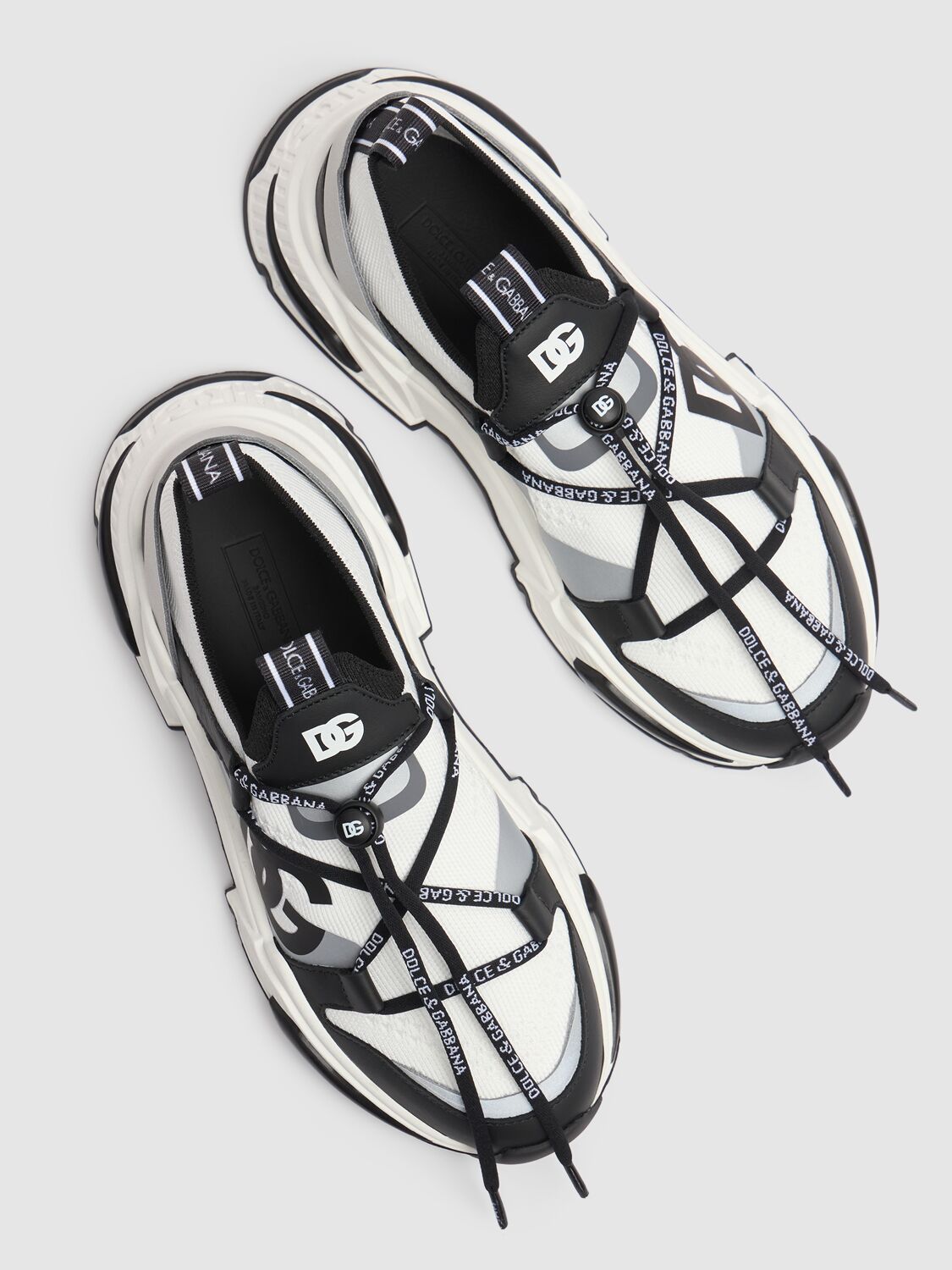 Dolce & Gabbana Logo Lace-up Sneakers In 白色/黑色