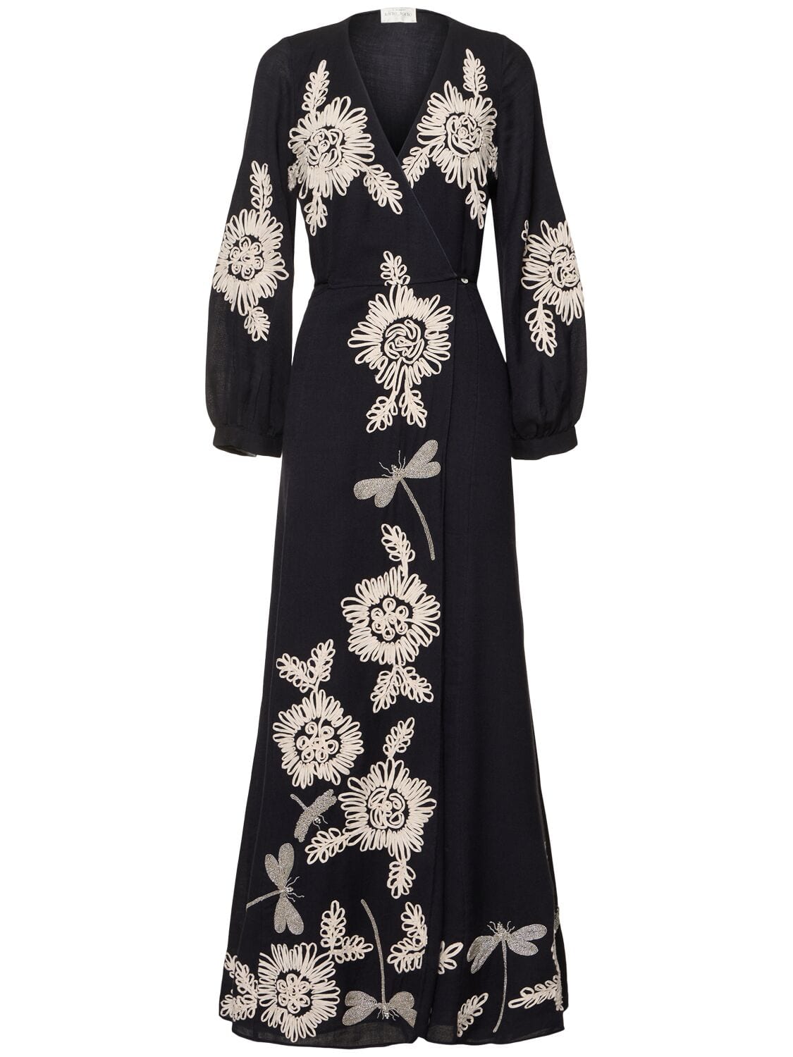 Floral Cotton & Wool Gauze Long Dress