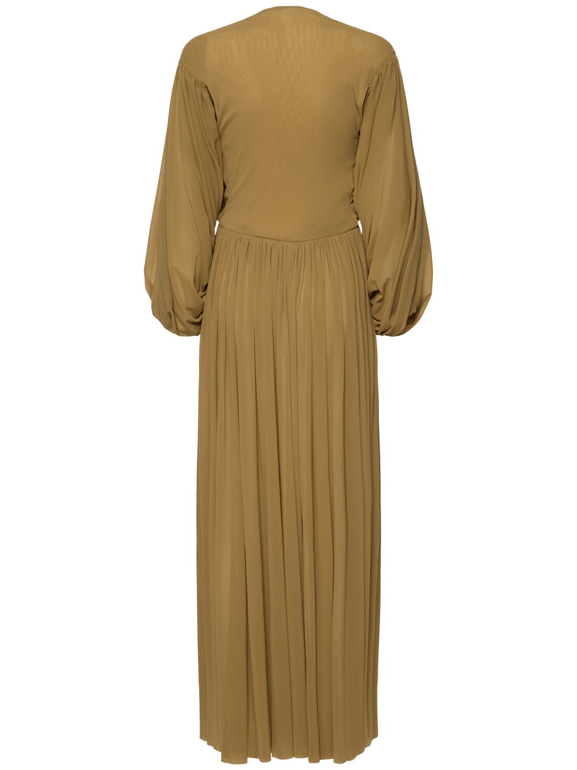 Shop Philosophy Di Lorenzo Serafini Draped Tulle Long Dress In Khaki