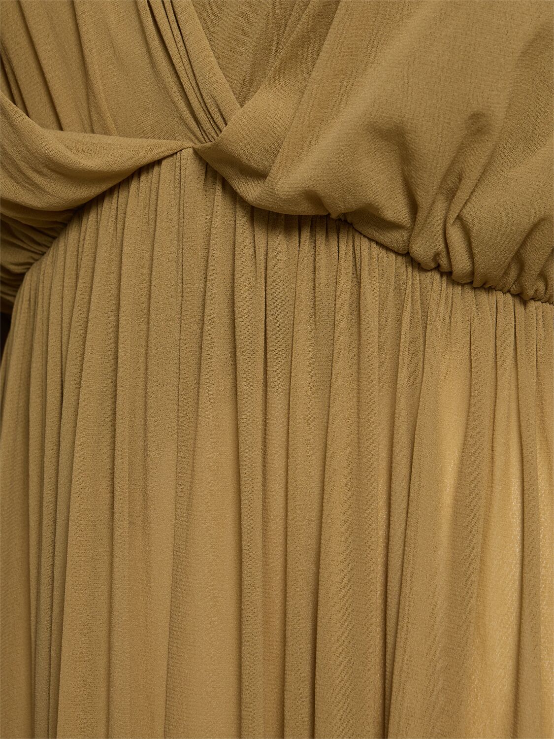 Shop Philosophy Di Lorenzo Serafini Draped Tulle Long Dress In Khaki