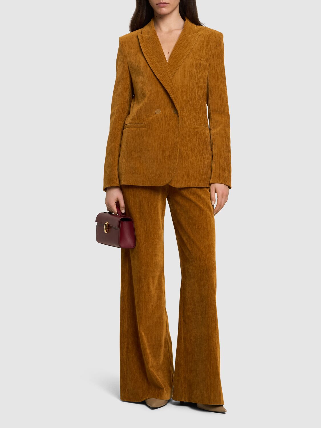Forte Forte Double Velvet Double Breasted Jacket In Orange