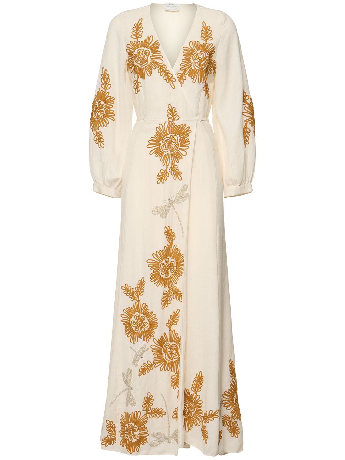 Floral Cotton & Wool Gauze Long Dress