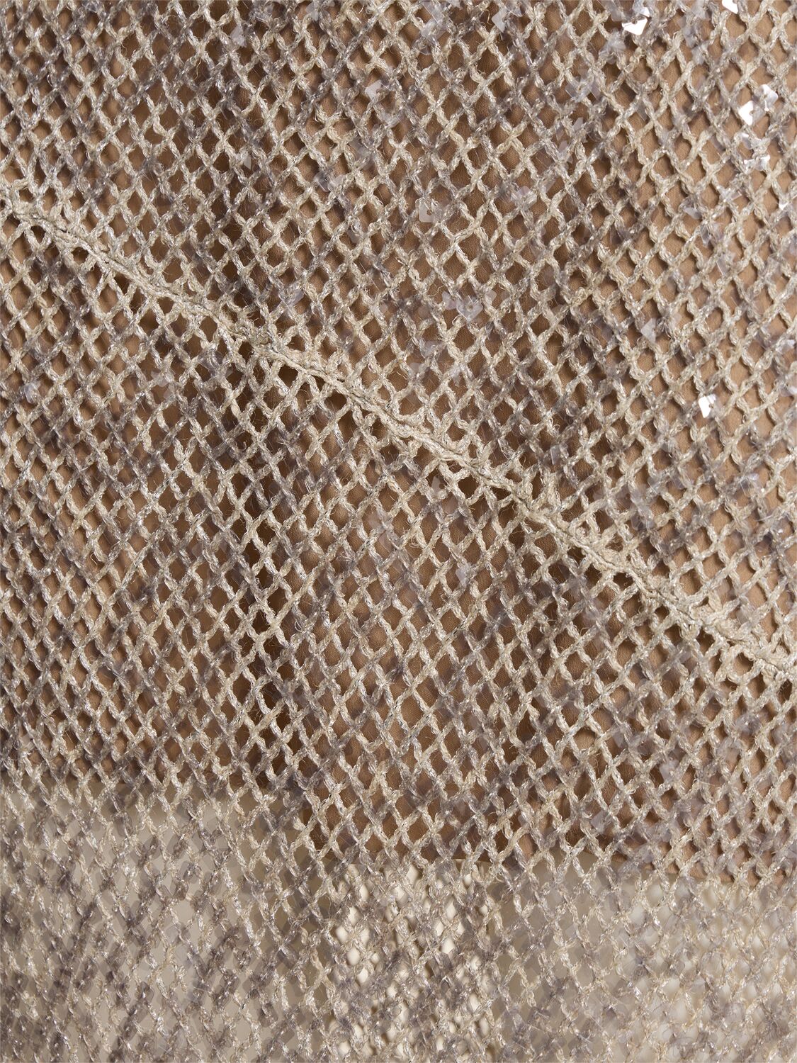 Brunello Cucinelli Sequined Open Back Long Dress In Beige