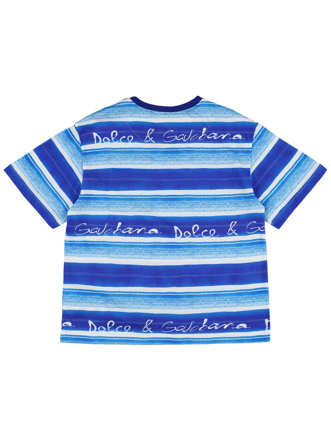 Dolce & Gabbana Printed Cotton Jersey T-shirt In Blue