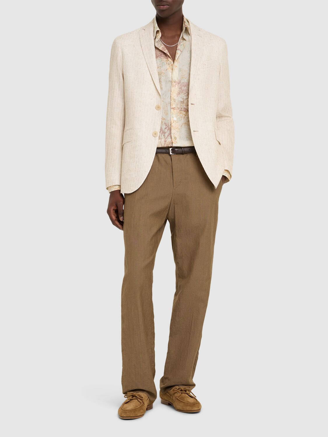 Etro Patterned Blazer With Pockets And Lapel In Ecru