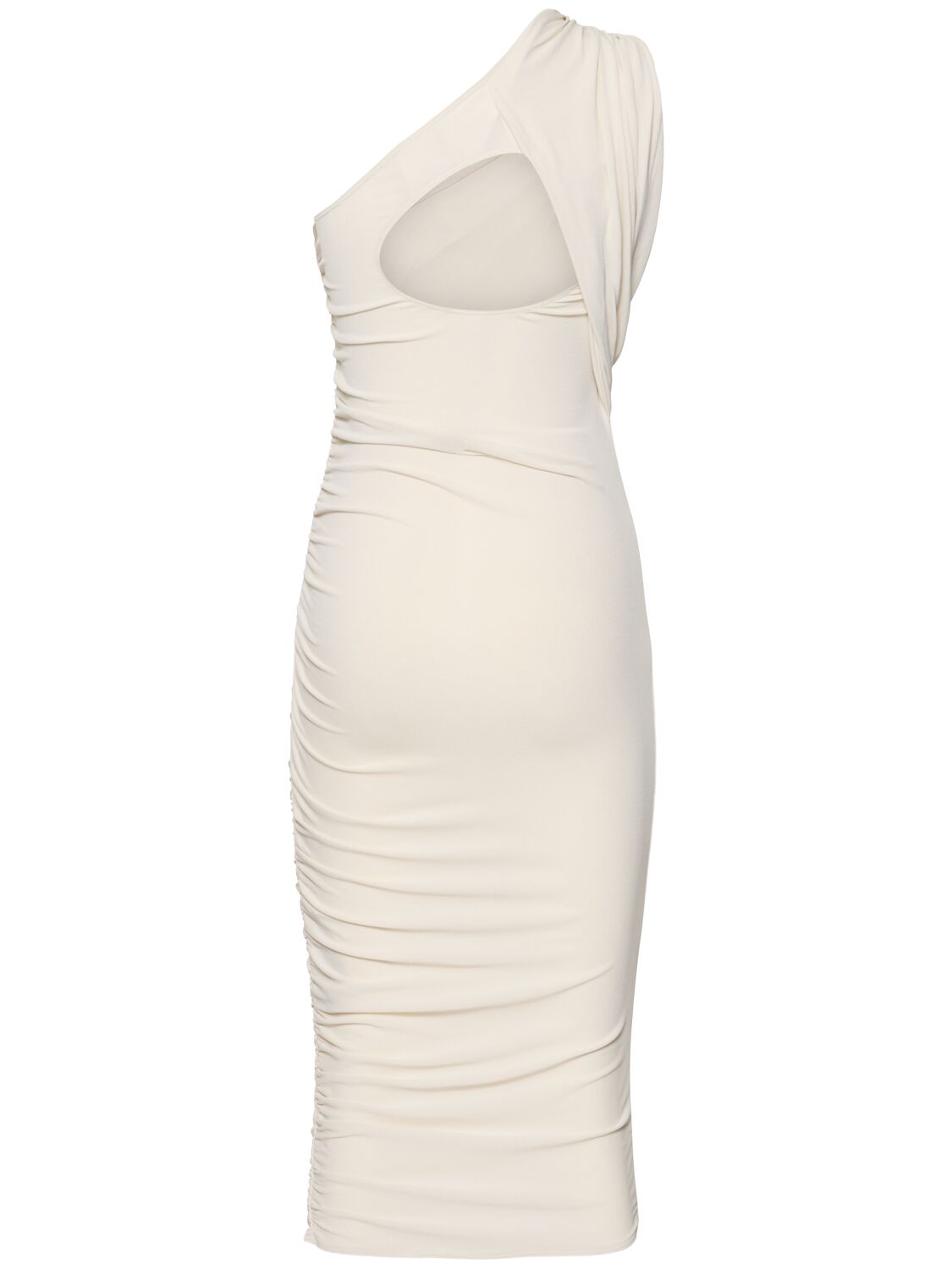 Shop Rick Owens Amira Draped Jersey One-shoulder Dress In Dove