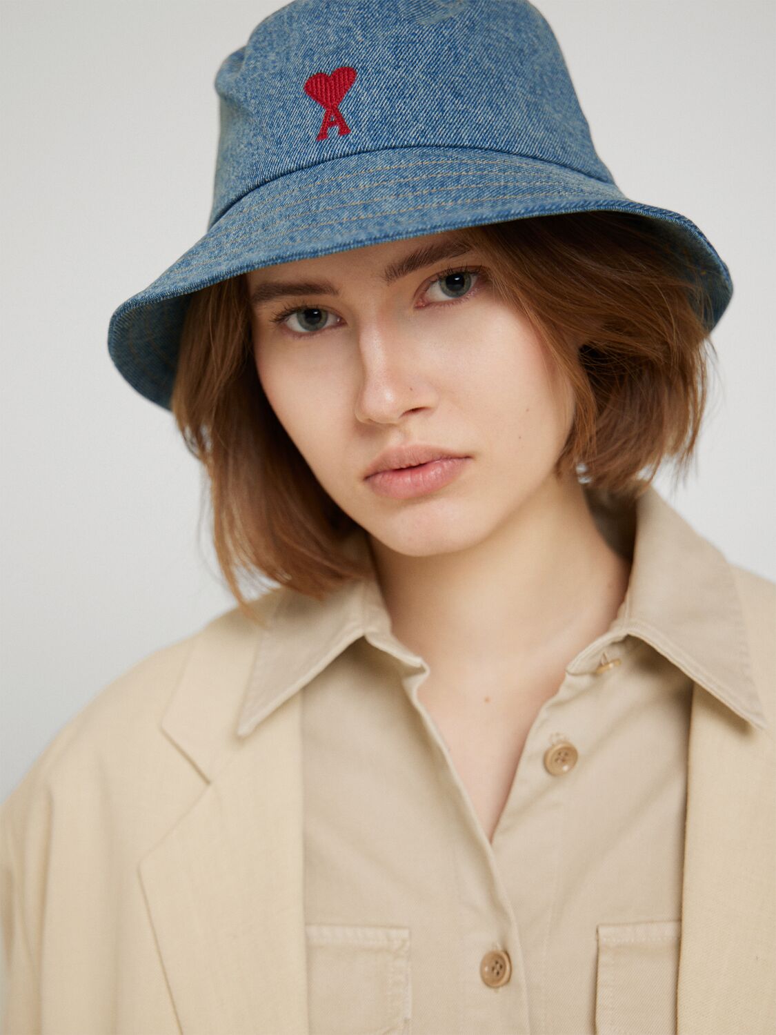 Ami Alexandre Mattiussi Ami Paris Blue Fisherman Hat With Logo Embroidered On The Front In Denim Woman In Used Blue