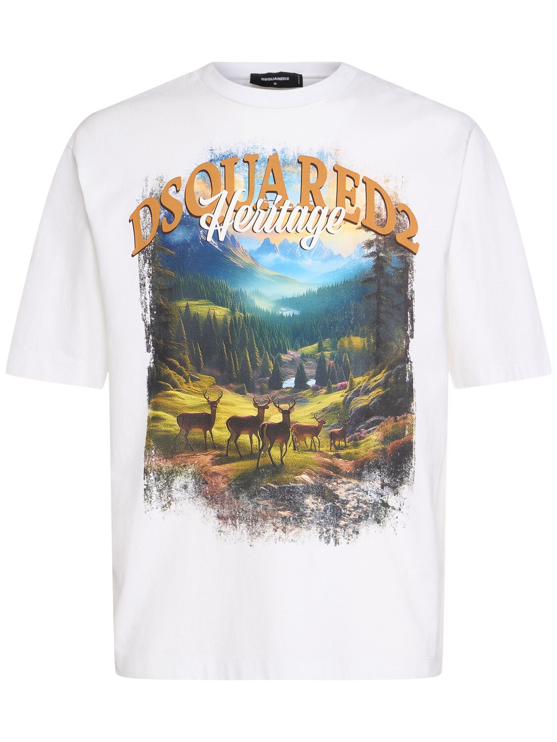 Dsquared2 Crew Neck Cotton T-shirt With Graphic Print In White