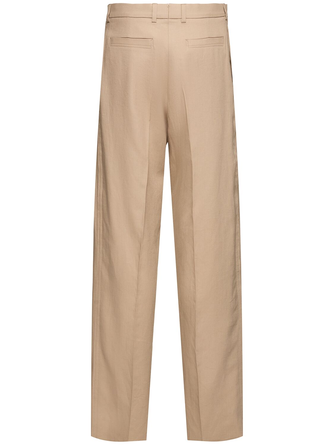 Shop Zegna Oasi Linen Pants In 浅米黄色