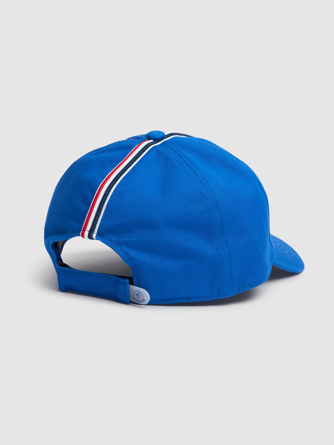 Shop Moncler Tricolour Trimmed Cotton Baseball Cap In Electric Blue