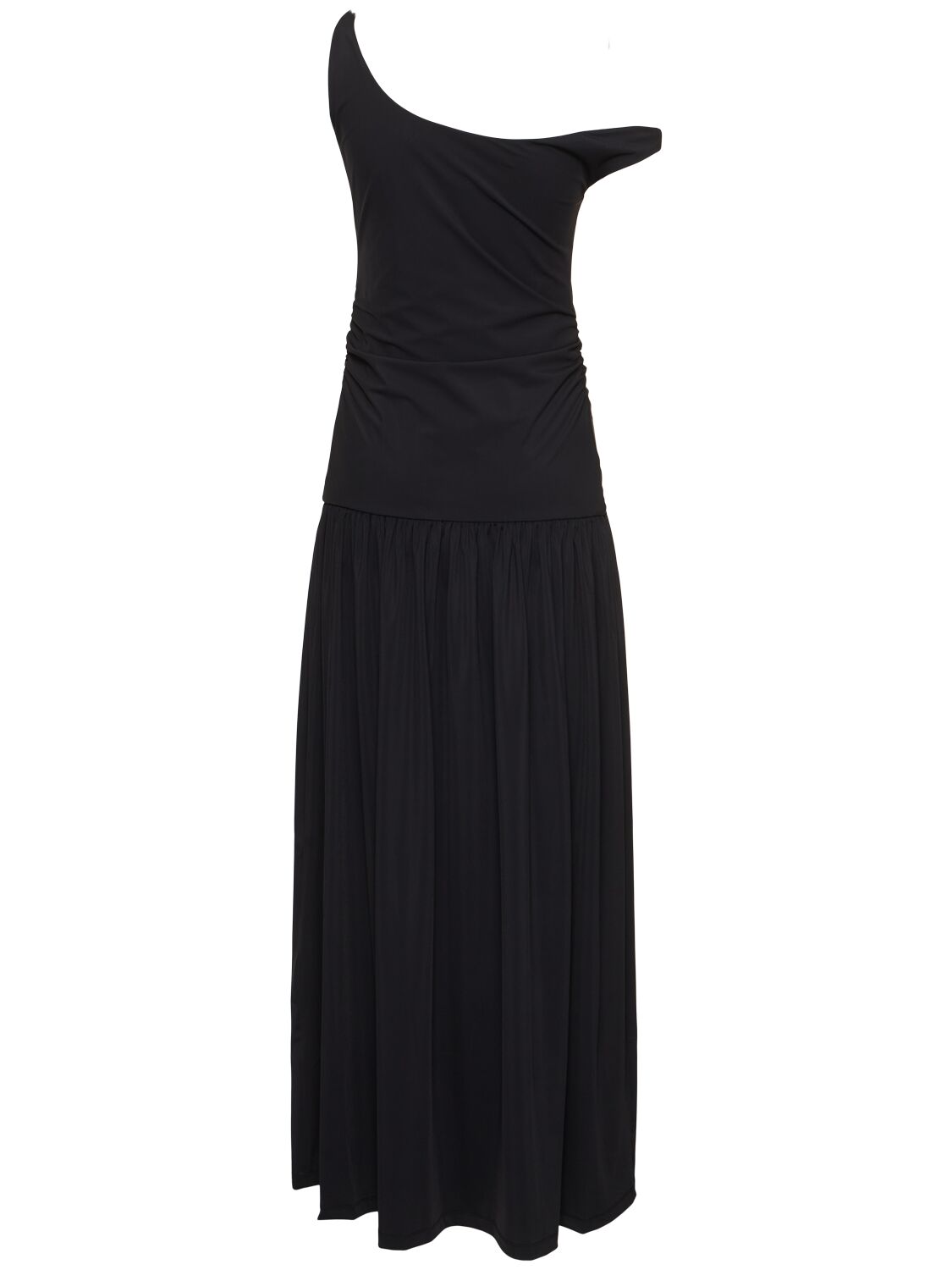 Shop Rohe Off-shoulder Light Nylon Scuba Dress In Black