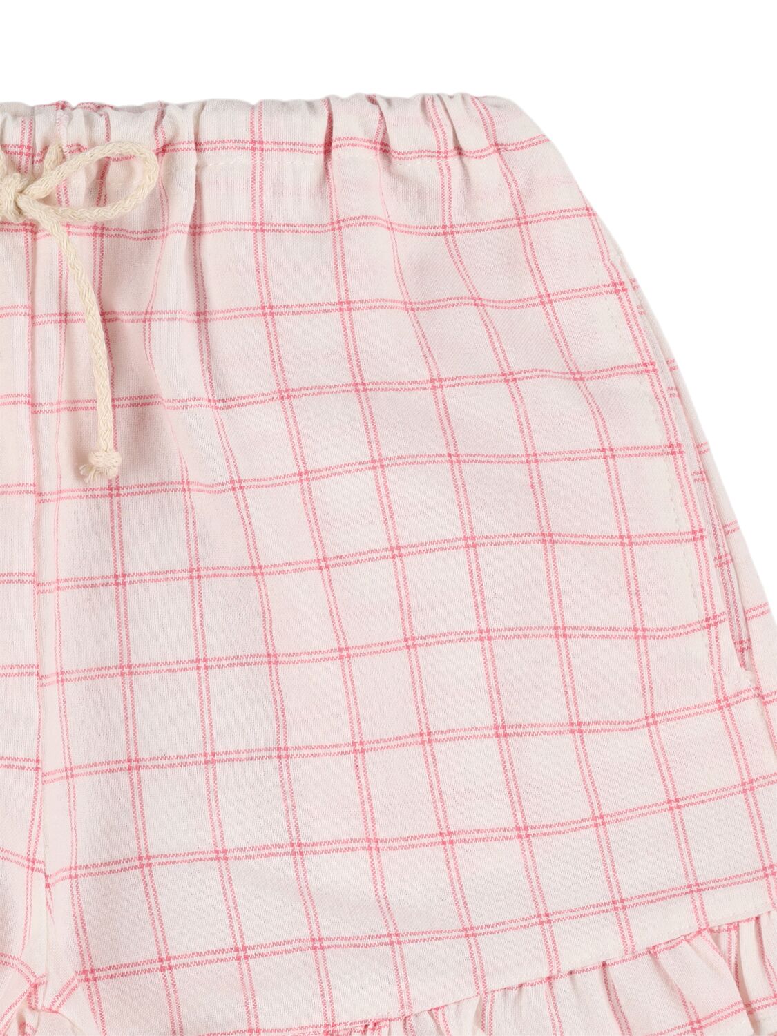 BABE AND TESS CHECK COTTON BLEND SHORTS 