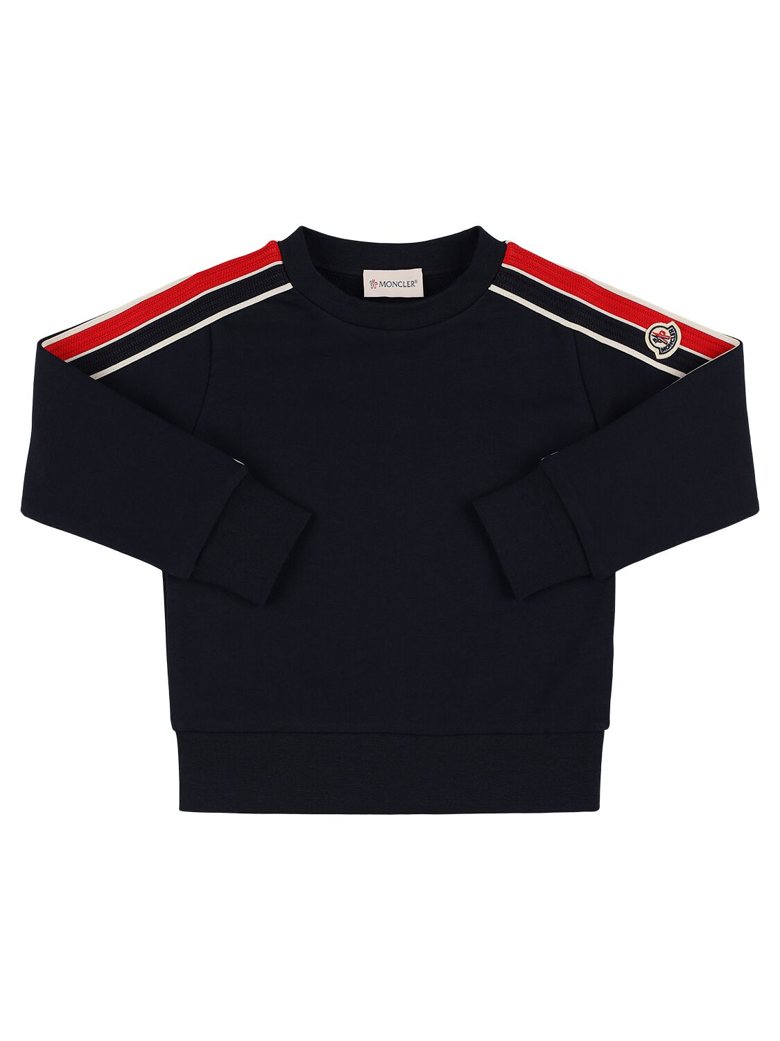 Moncler Cotton Fleece Crewneck Sweatshirt In Black