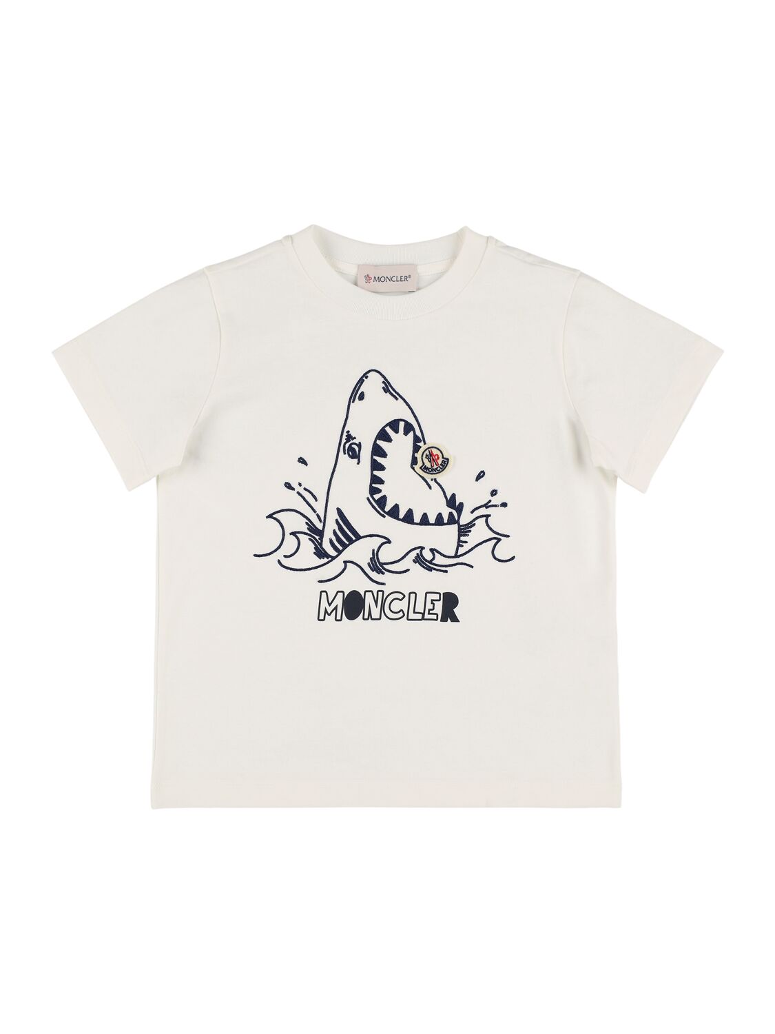 Moncler Logo Shark Cotton T-shirt In White