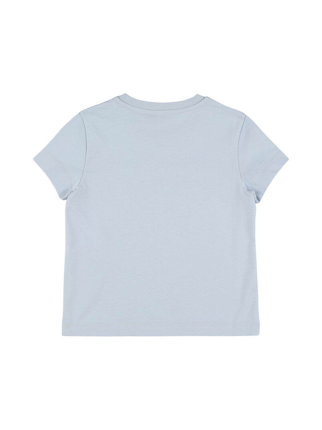 Moncler Embroidered Logo Cotton T-shirt In Blue
