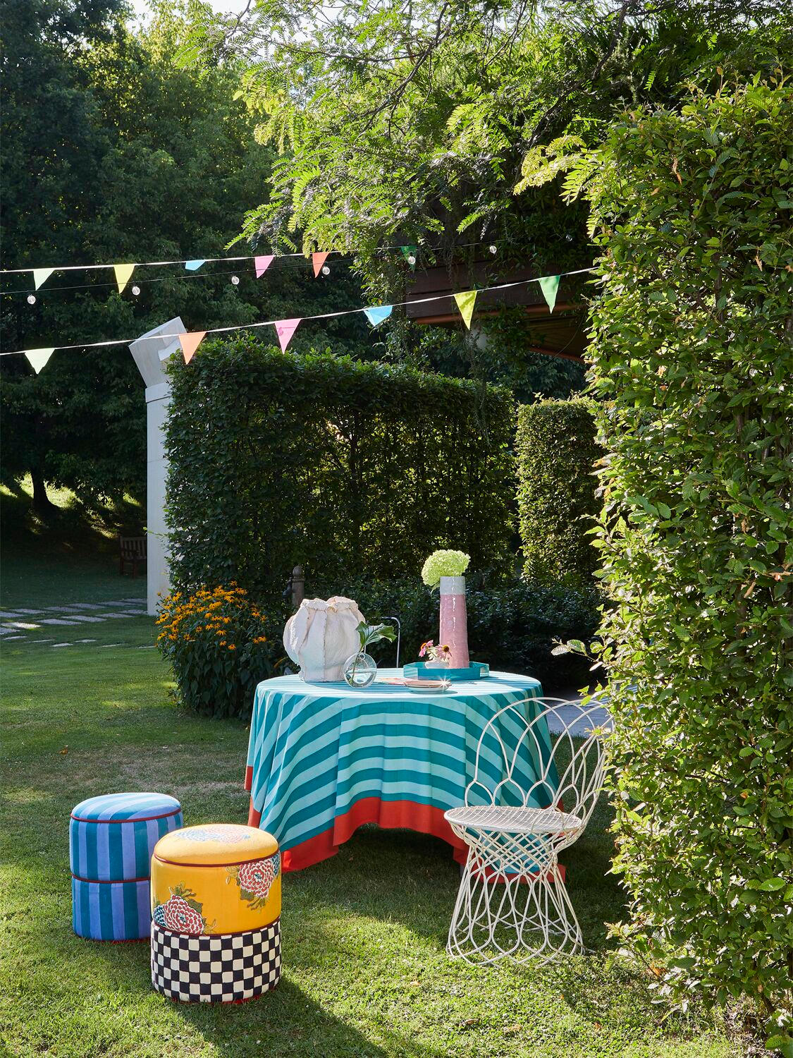 Nizam Stripes Aqua Veronese テーブルクロス