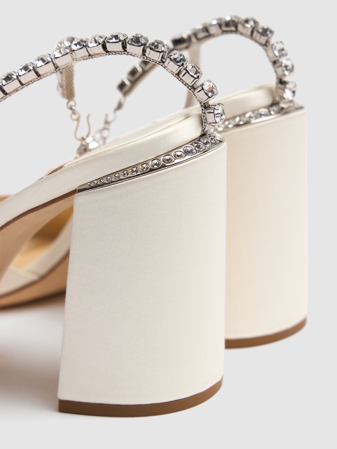 Jimmy Choo 85mm Saeda Satin Sandals In Elfenbein