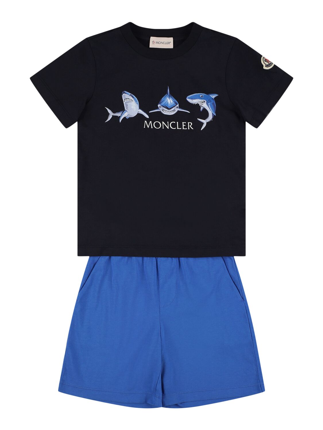 Moncler Shark Cotton T-shirt & Sweat Shorts In Black